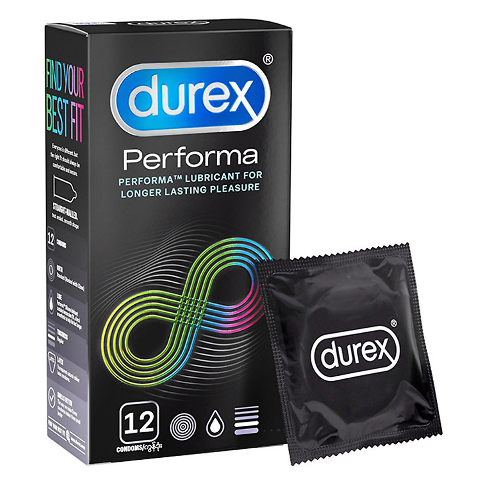 Bao cao su kéo dài thời gian quan hệ Durex Performa (hộp 12 chiếc)