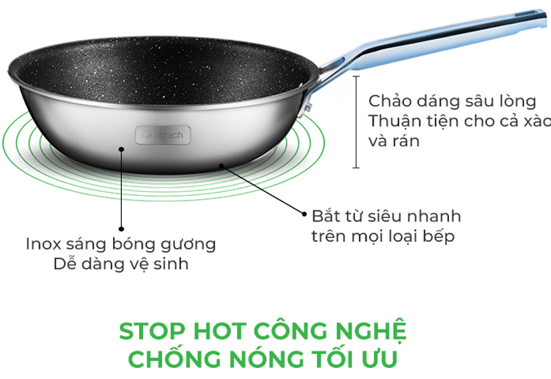 Chảo có khả năng bắt từ nhanh dùng trên mọi loại bếp