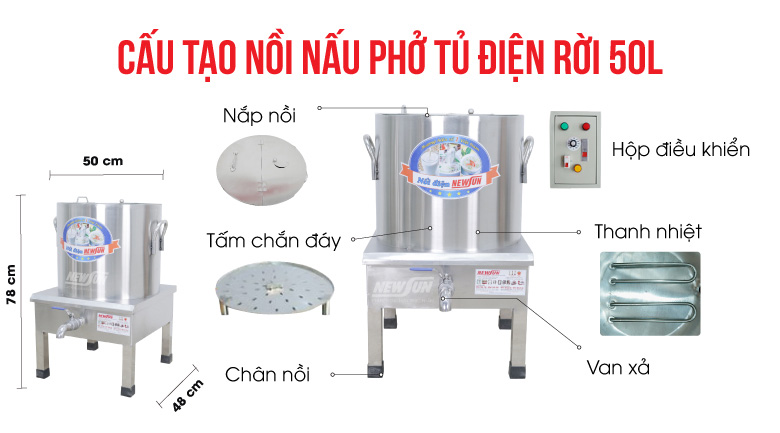  Nồi nấu nước lèo NPVN50L có dung tích lớn 50 lít