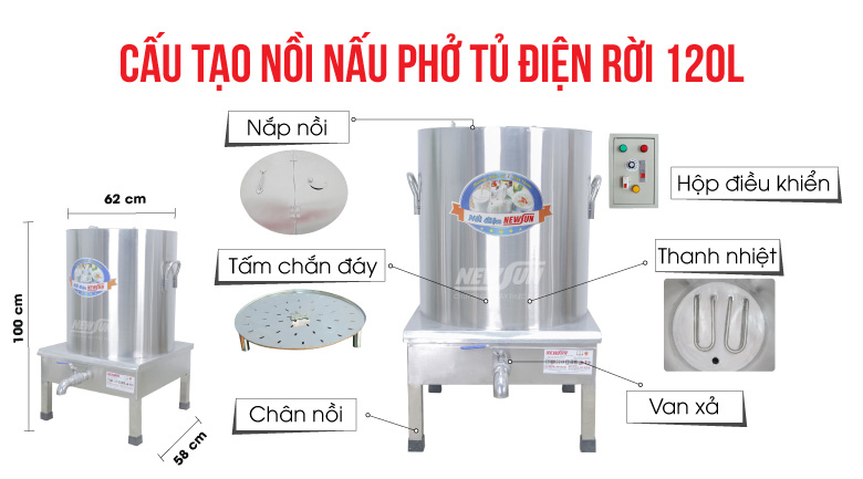 Cấu tạo Nồi nấu phở 120L