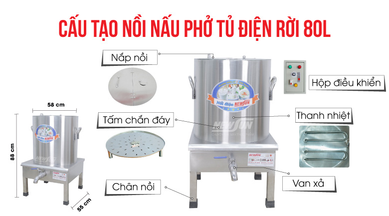 Cấu tạo Nồi ninh xương bằng điện 80L