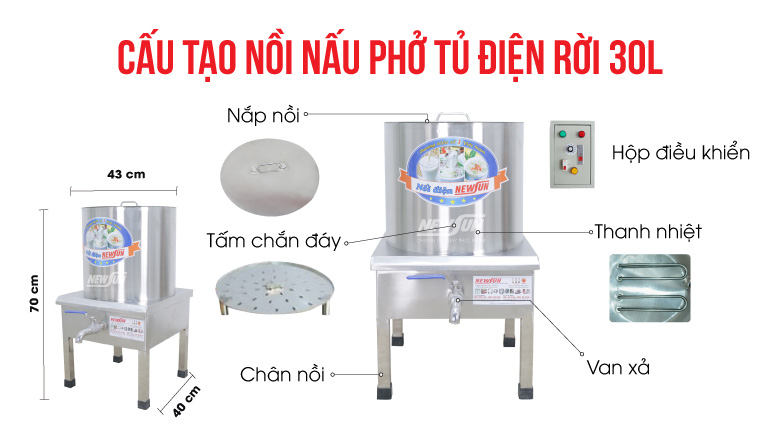 Cấu tạo của nồi trấn phở 30 lít - NPVN30L