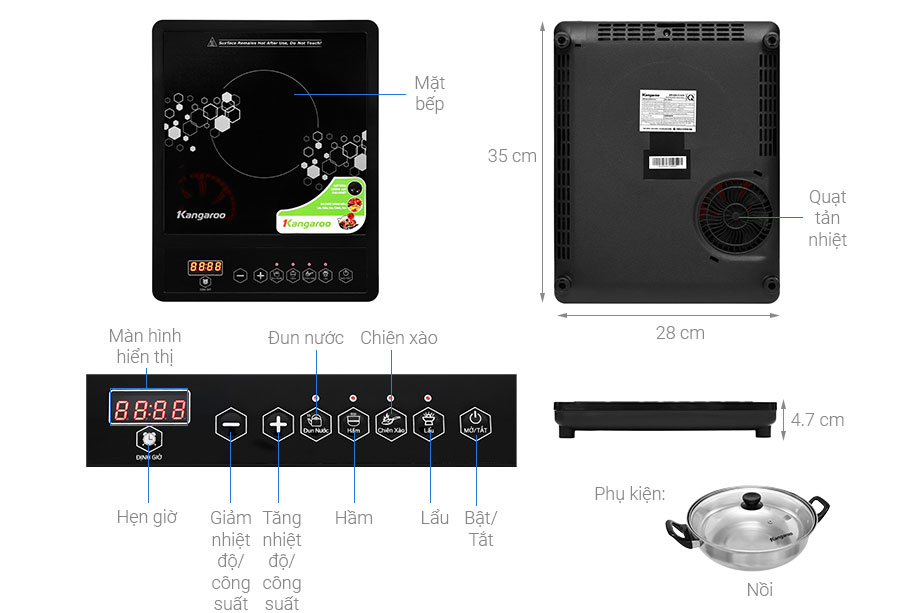 Bếp điện từ đơn Kangaroo KG15IC1