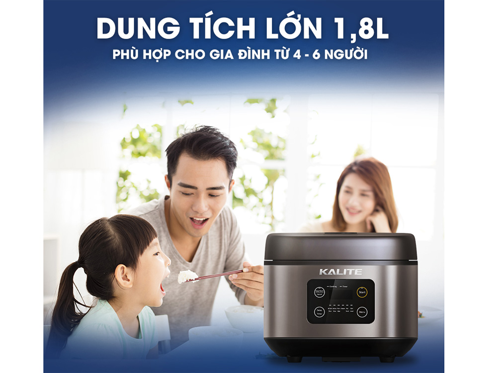 Dung tích 1,8 lít đáp ứng nhu cầu gia đình từ  4- 6 thành viên