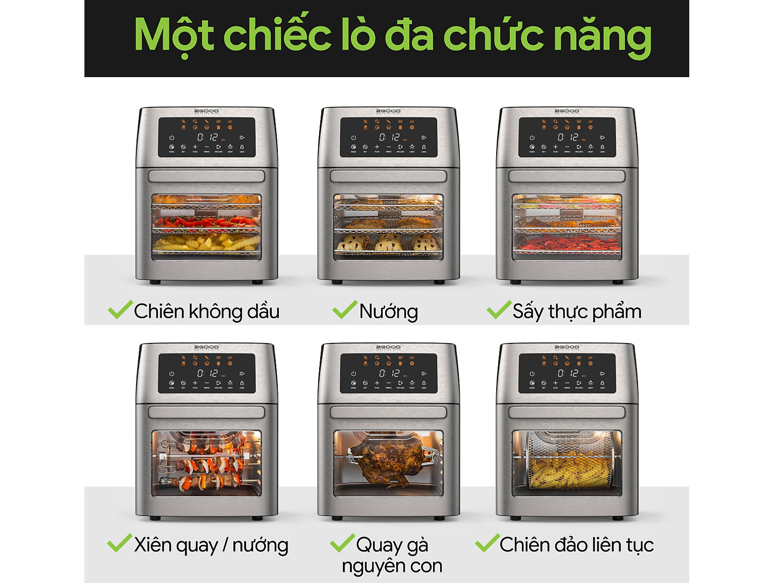 Nồi chiên không dầu 2GOOD S18 là dòng nồi đa chức năng