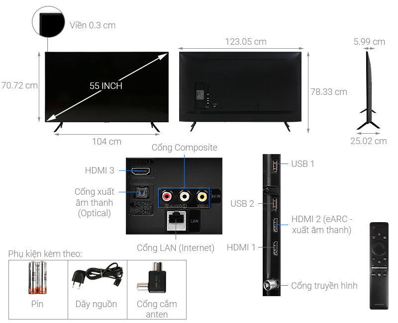 Smart Tivi Samsung Crystal 4K 55 inch UA55TU8100KXXV