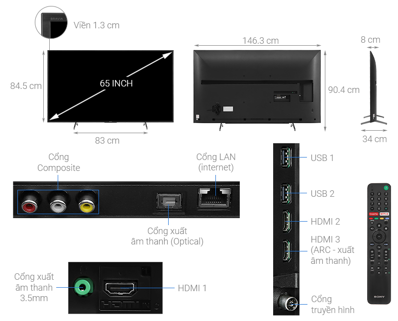 Android Tivi Sony 4K 65 inch KD-65X7500H (Model 2020)