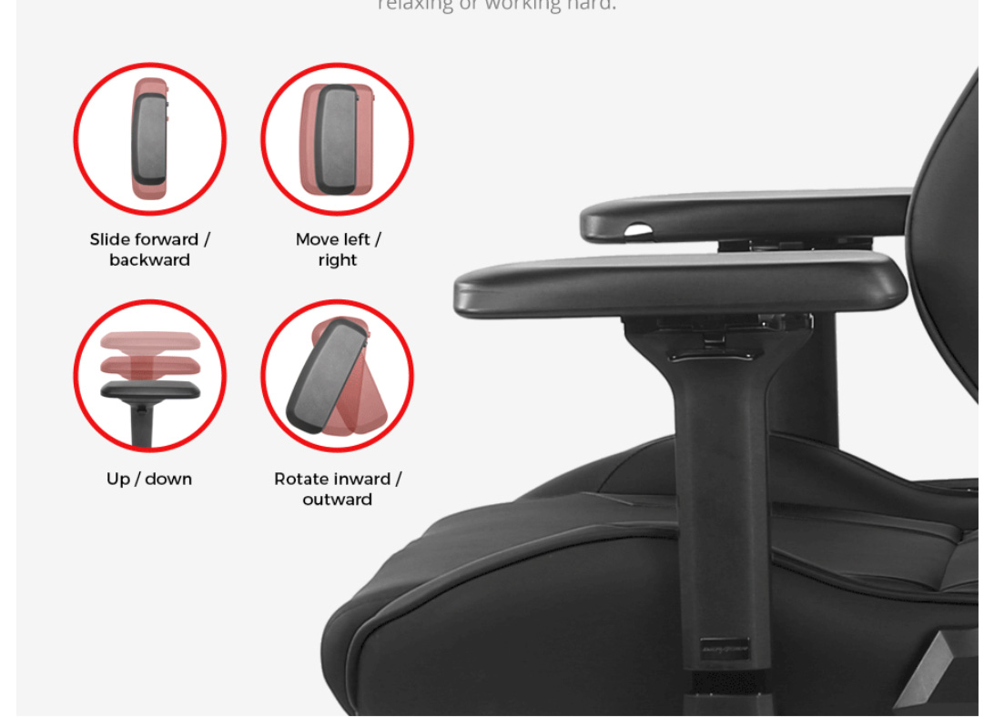 Tay ghế 4D tạo sự thoải mái khi dùng