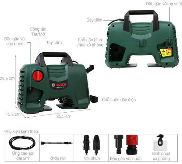 Chi tiết máy rửa xe Bosch Easy AQT 120v