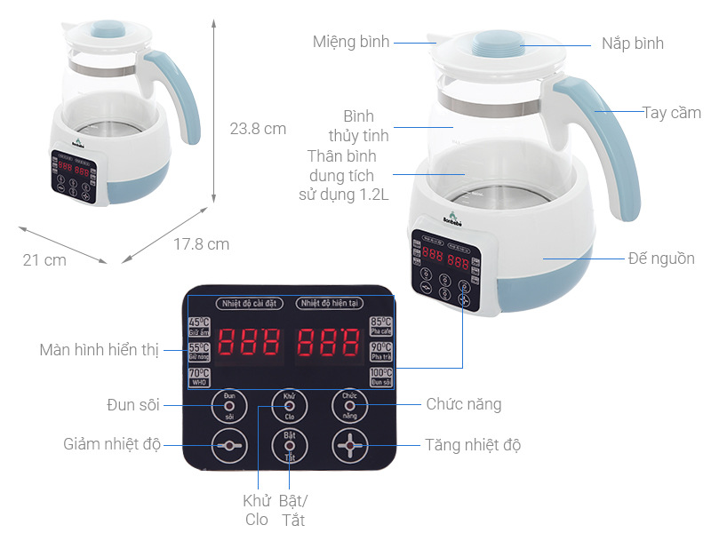 Bình đun nước pha sữa Bonbébé