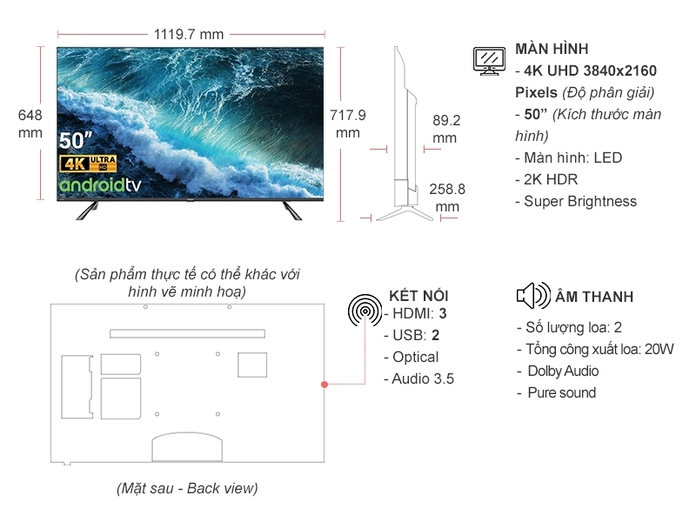 Smart tivi Casper 4K 50 inch 50UG6100