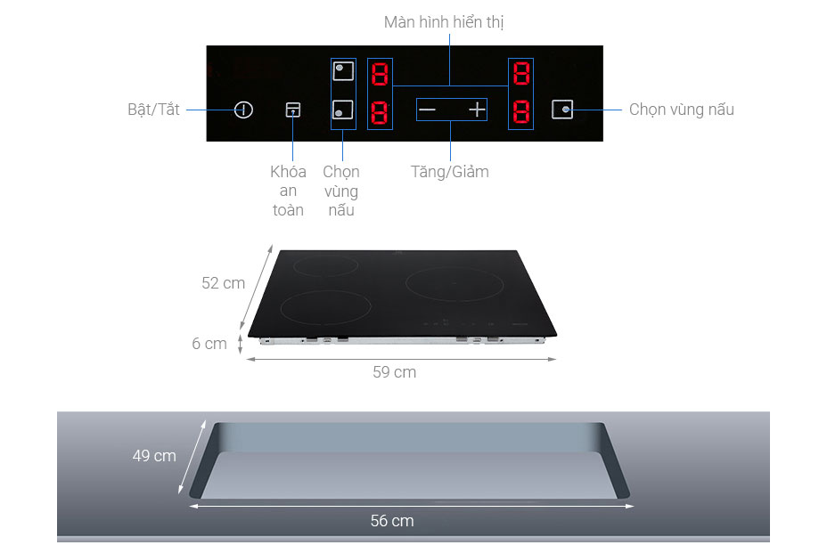 Cấu tạo bếp từ âm Electrolux E6203IOK