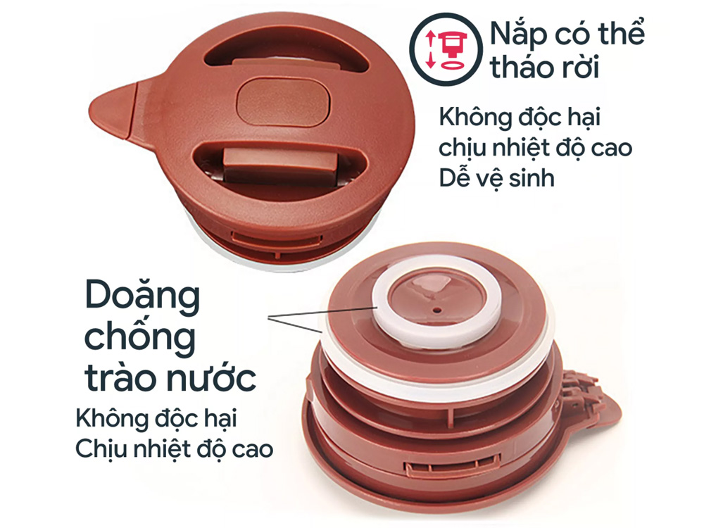 Thiết kế nắp đóng kín, chống thoát hơi, chống trào