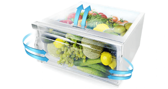 Thiết kế ngăn rau, củ tăng cường độ ẩm