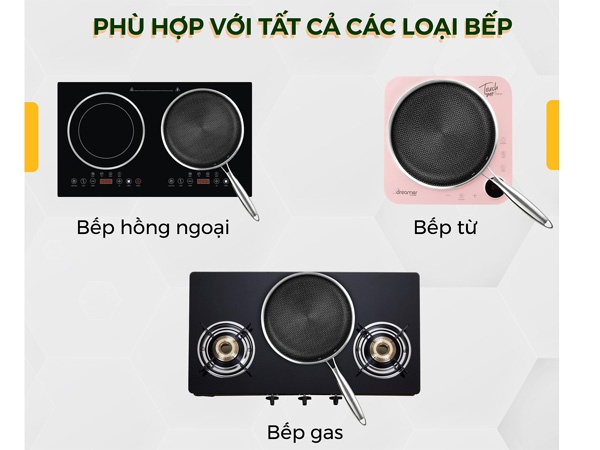 Chảo dùng được cho nhiều loại bếp khác nhau