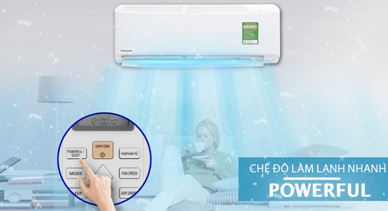 Công nghệ làm lạnh nhanh chóng Powerful Jet trên điều hòa Sharp 1 chiều Inverter 9000BTU AH-X9XEW (Gas R32)