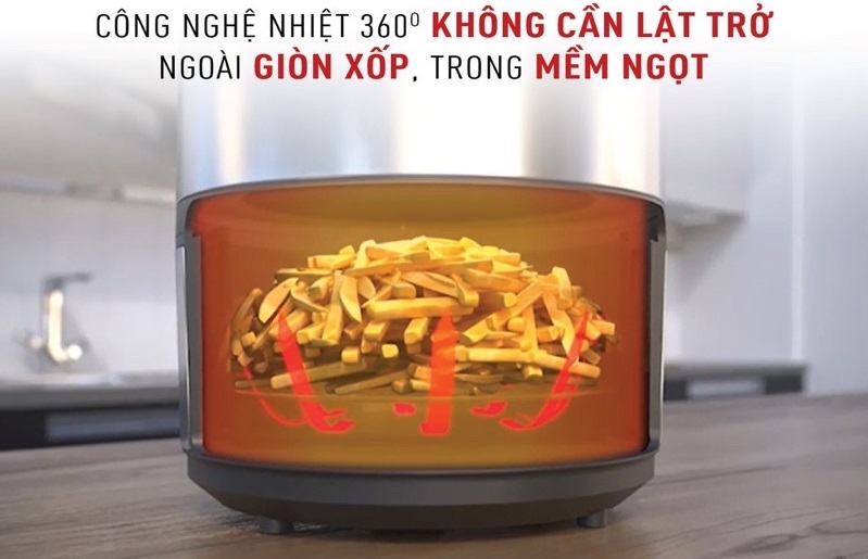 Công suất 1.500, công nghệ chiên 360 độ