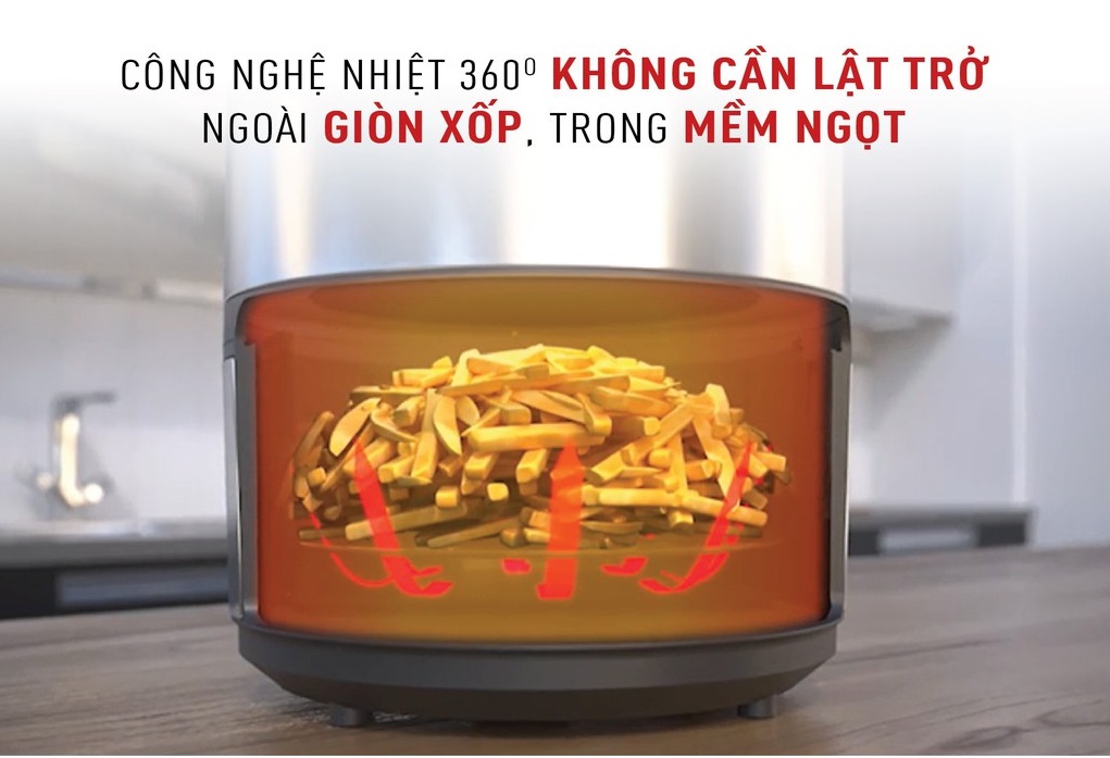 Công nghệ chiên 360 độ, mềm trong giòn ngoài