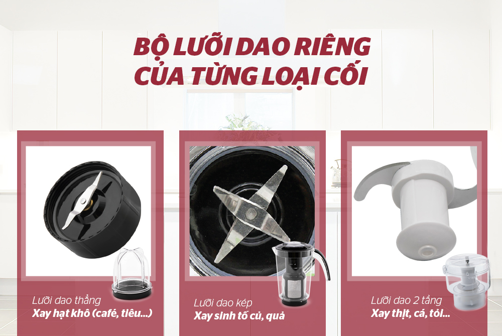 Bộ 3 cối xay tiện dụng, chất liệu an toàn