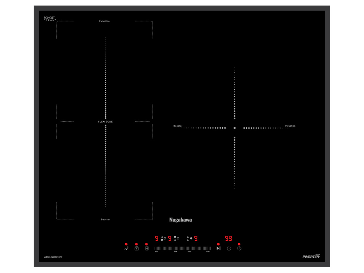 Bếp điện từ 3 vùng nấu thông minh Nagakawa NK3C05MSF (Tính năng Flexizone)