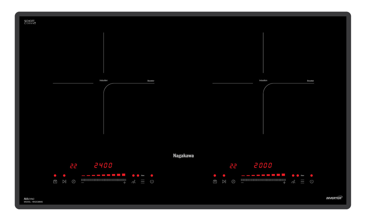 Hình ảnh bếp đôi điện từ Nagakawa NK2C08MS