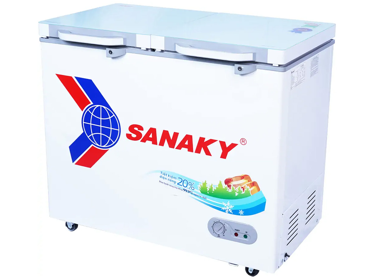 Tủ đông Sanaky VH 2899A2K (2899A2KD) - 240 lít, 1 ngăn đông, dàn lạnh đồng, mặt kính cường lực