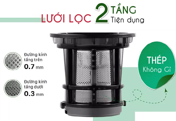 Lưới lọc 2 tầng với mắt lưới siêu nhỏ