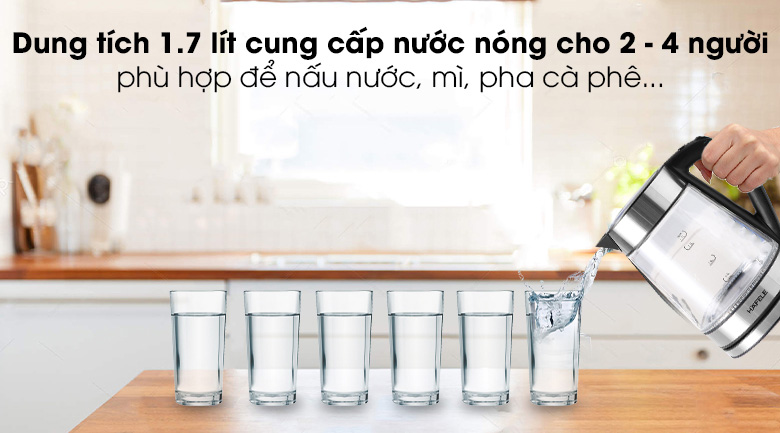 Dung tích ấm là 1.7 lít