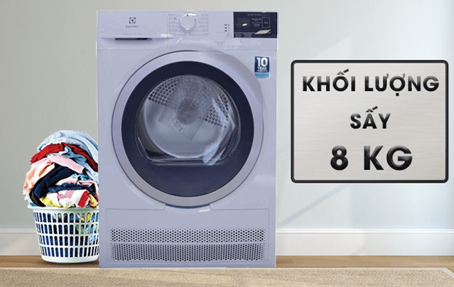 Khối lượng sấy 8kg phù hợp với gia đình 3 - 5 thành viên