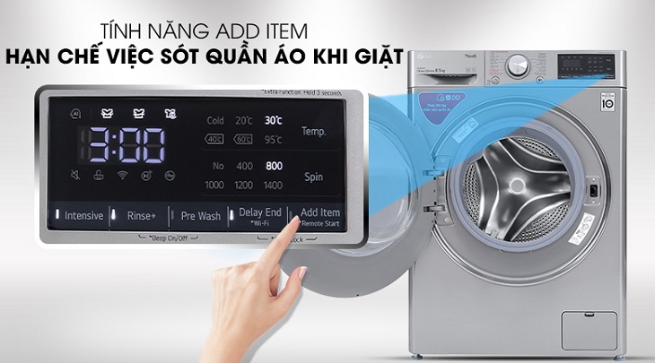 Tính năng Add Iteam hạn chế sót quần áo khi giặt