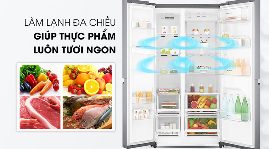 Tủ lạnh LG GR-B257JDS được ứng dụng công nghệ làm lạnh đa chiều