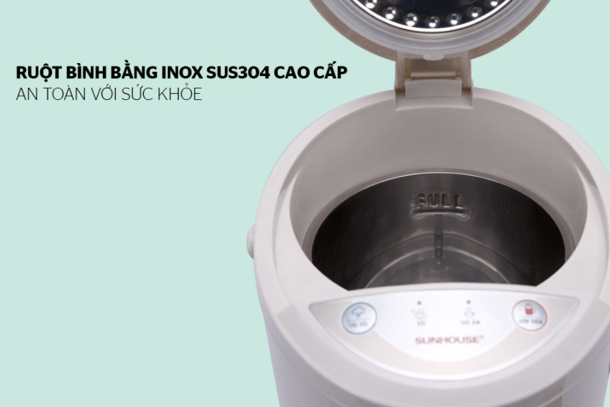 Ruột bình bằng inox không gỉ an toàn cho người dùng