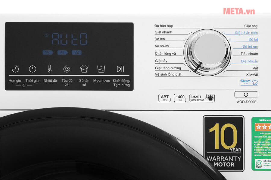 Máy giặt lồng ngang Aqua Inverter 9 kg AQD-D900F.W