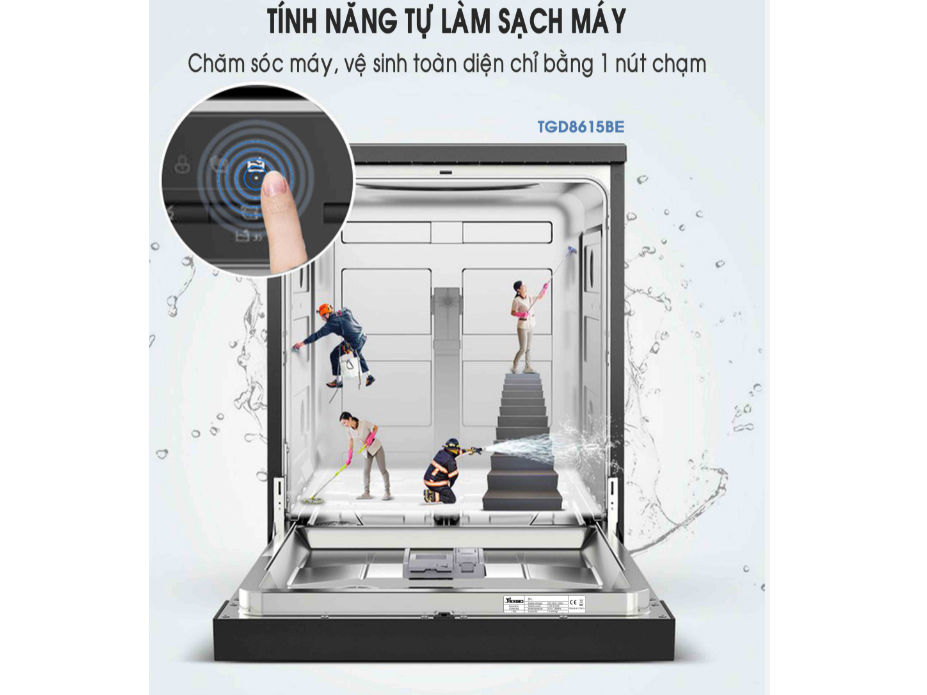 Máy rửa chén Texgio TGD8615BE còn có chương trình tự vệ sinh