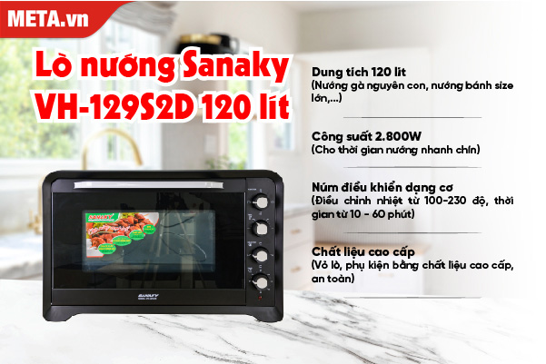 Đánh giá lò nướng Sanaky VH-129S2D 120 lít màu đen