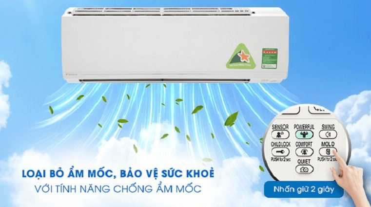 Điều hòa Daikin FTKA35VAVMV được trang bị tính năng chống ẩm mốc Mold Mode