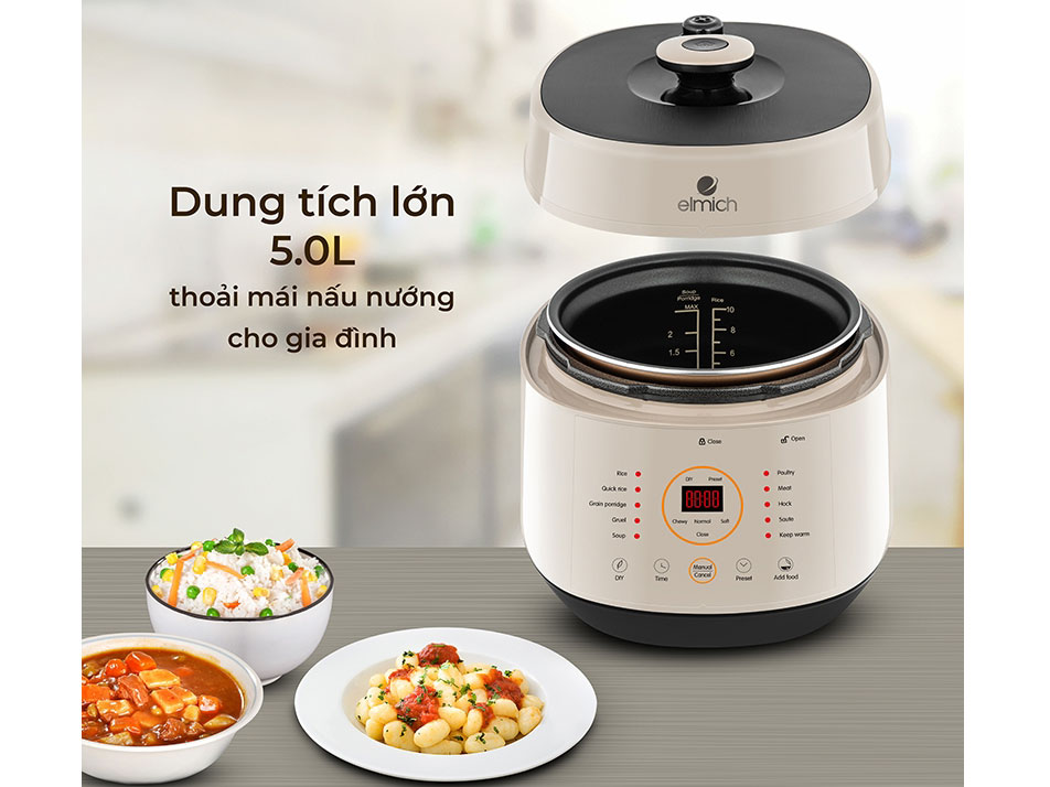 nồi cơm áp suất đa năng Elmich PCE 1806 5L sở hữu dung tích lớn