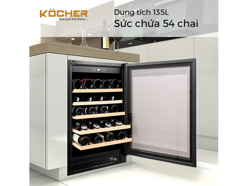 Sức chứa của tủ là 54 chai