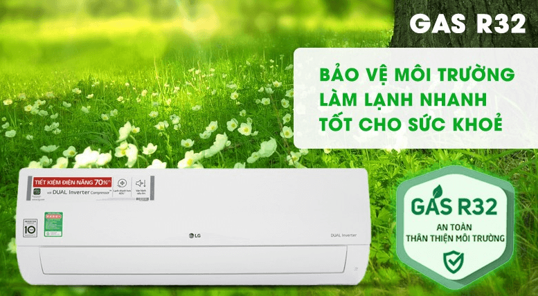 Công suất 21.500BTU kết hợp gas R32 giúp làm lạnh nhanh chóng
