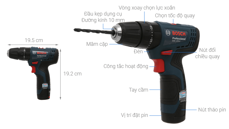 Cấu tạo máy khoan Bosch GSB 120-LI gen II