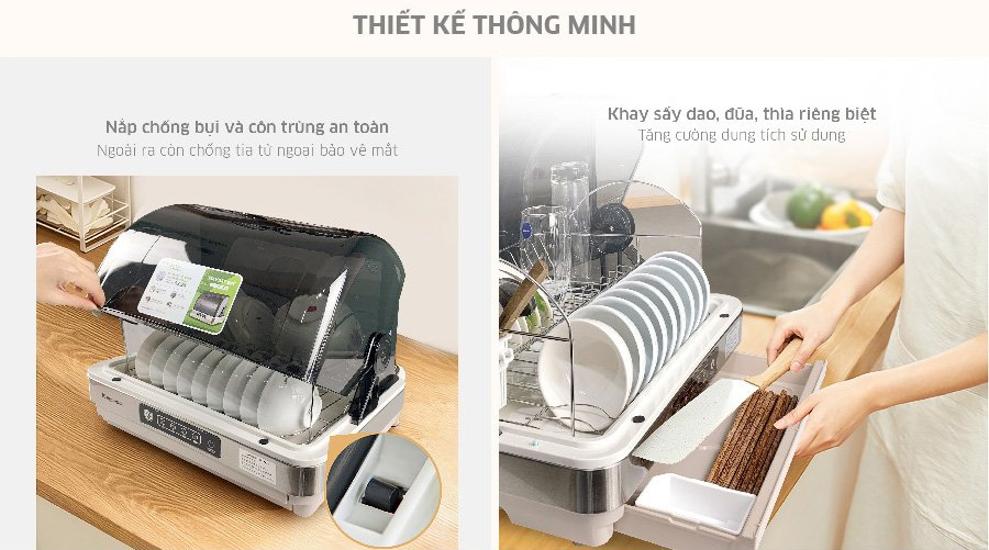 Thiết kế tăng diện tích khử khuẩn cho bát đĩa