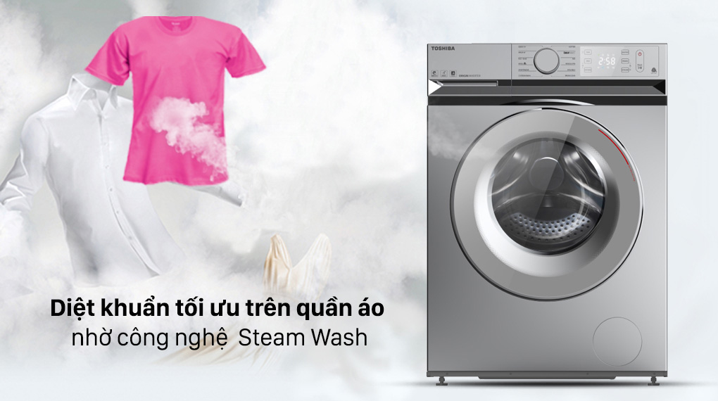 Công nghệ giặt hơi nước Steam Wash trên máy giặt Toshiba diệt khuẩn đem lại quần áo an toàn cho bạn