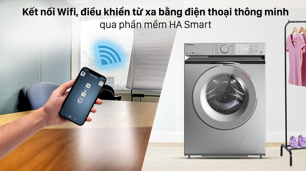 Máy giặt Toshiba có thể kết nối và điều khiển qua điện thoại