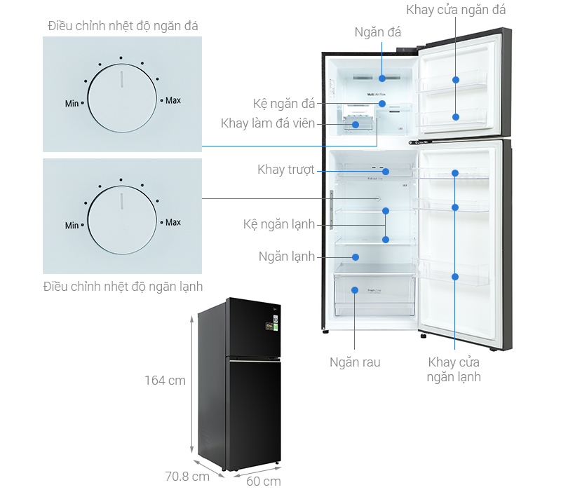 Cấu tạo tủ lạnh LG Inverter 315 lít GN-M312BL 