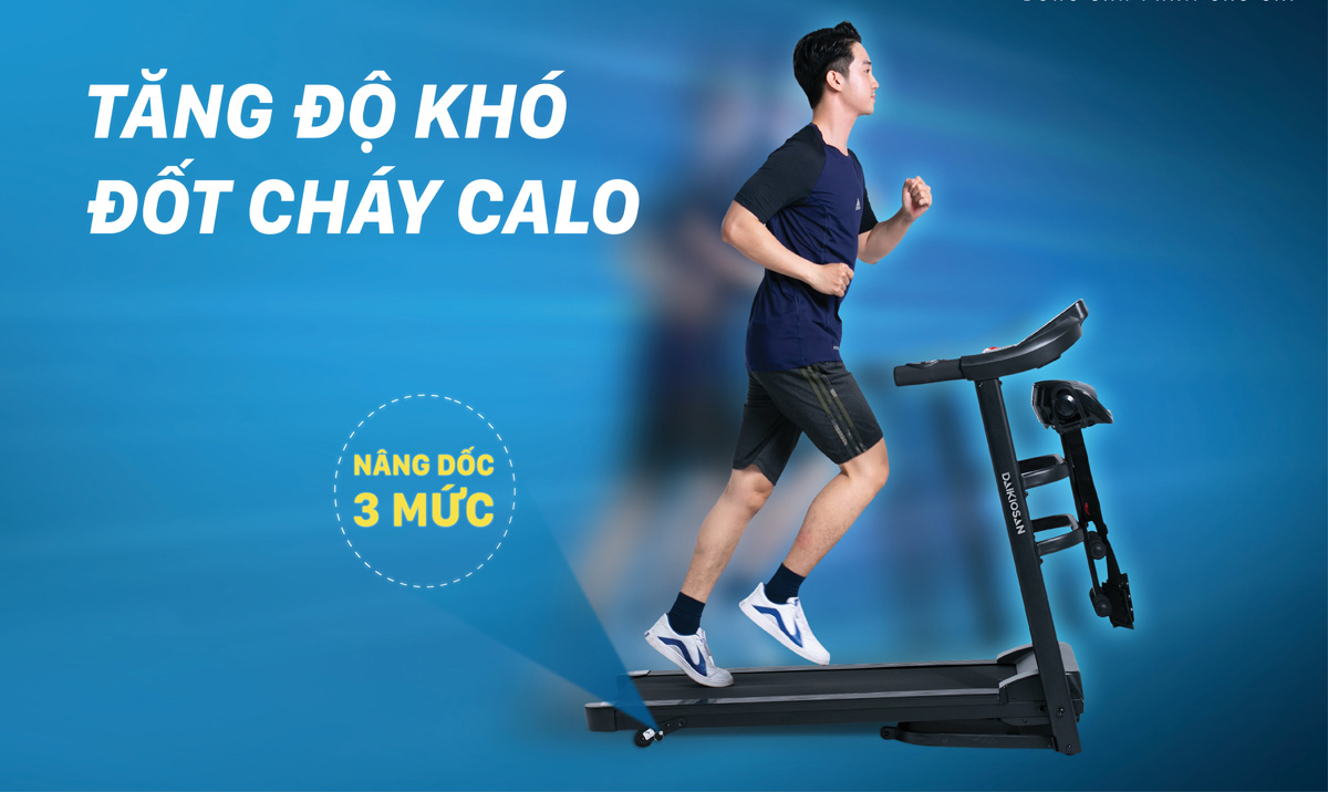 Máy có thể nâng độ dốc theo 3 mức độ