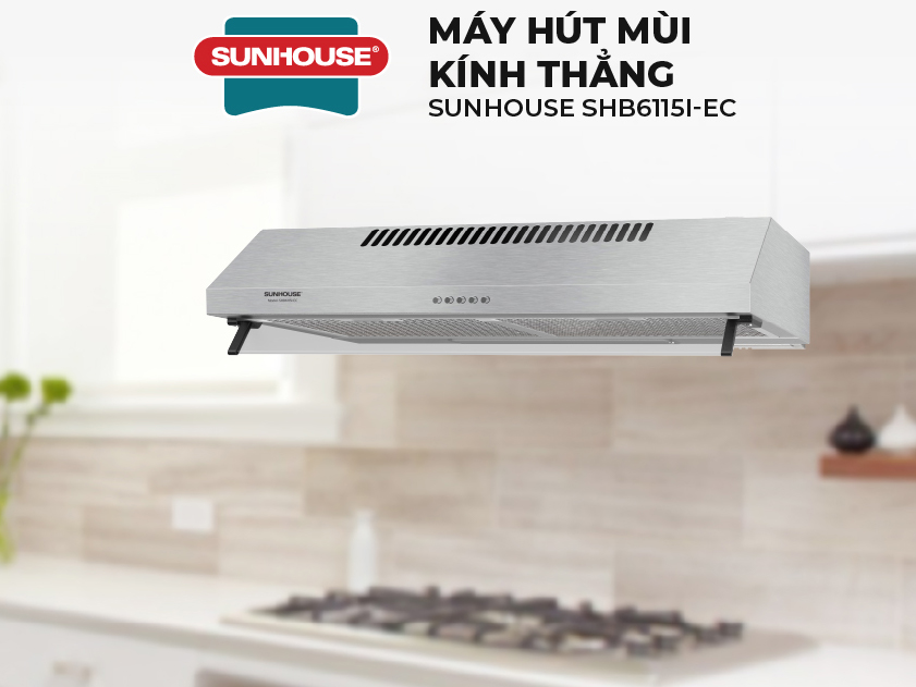 Máy hút mùi kính thẳng Sunhouse SHB6115I-EC