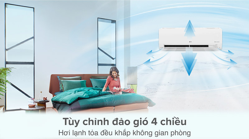 Máy lạnh 2 chiều LG B10END1 1HP có thể tùy chỉnh hướng đảo gió