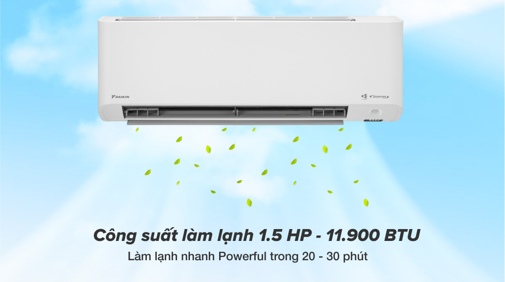 máy lạnh 1 chiều Daikin Inverter 1.5 HP FTKY35WMVMV phù hợp sử dụng cho phòng từ 15 - 20m2