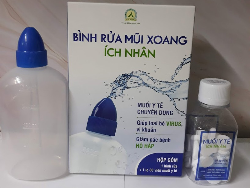 Bình rửa mũi xoang Ích Nhân (kèm lọ muối y tế 30 viên)