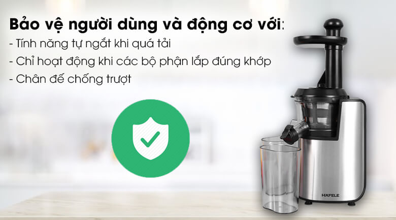 Máy ép chậm GS 133N có những tính năng đảm bảo an toàn khi sử dụng